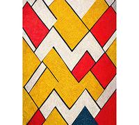 Doppelganger33 LTD Geometric Abstract 1980s Memphis Design Yellow Red Large Wall Art Poster Print Thick Paper 18X24 Inch