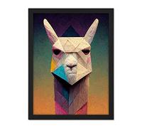 Doppelganger33 LTD Geometric Angry Llama Fun Pastel Boho Artwork Framed Wall Art Print 18X24 Inch