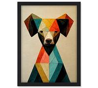 Doppelganger33 LTD Geometric Cute Fun Chihuahua Dog Artwork Framed A3 Wall Art Print
