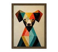 Doppelganger33 LTD Geometric Cute Fun Chihuahua Dog Artwork Framed Wall Art Print 18X24 Inch