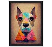 Doppelganger33 LTD Geometric Dog Pastel Modern Superflat Artwork Framed Wall Art Print A4