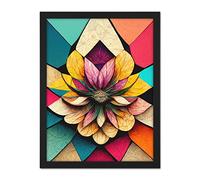 Doppelganger33 LTD Geometric Floral Mandala Bright Multicoloured Shapes Artwork Framed Wall Art Print 18X24 Inch
