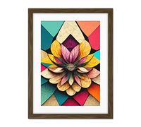 Doppelganger33 LTD Geometric Floral Mandala Bright Multicoloured Shapes Artwork Framed Wall Art Print 18X24 Inch
