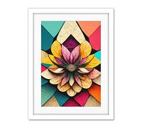Doppelganger33 LTD Geometric Floral Mandala Bright Multicoloured Shapes Artwork Framed Wall Art Print 18X24 Inch