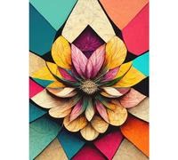 Doppelganger33 LTD Geometric Floral Mandala Bright Multicoloured Shapes Large Wall Art Poster Print Thick Paper 18X24 Inch
