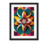 Doppelganger33 LTD Geometric Floral Multicoloured Mandala Shapes Artwork Framed Wall Art Print 18X24 Inch