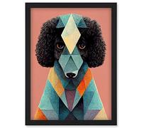 Doppelganger33 LTD Geometric Poodle Dog Boho Abstract Fun Pastel Artwork Framed Wall Art Print A4