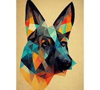 Doppelganger33 LTD German Shepherd Alsatian Dog Colourful Geometric Large Wall Art Poster Print Thick Paper 18X24 Inch