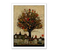 Doppelganger33 LTD Giant Untidy Quirky Street Tree Artwork Framed Wall Art Print 18X24 Inch