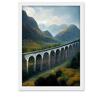 Doppelganger33 LTD Glenfinnan Viaduct Scotland Train Journey Artwork Framed A3 Wall Art Print