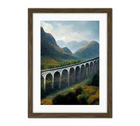 Doppelganger33 LTD Glenfinnan Viaduct Scotland Train Journey Artwork Framed Wall Art Print 18X24 Inch