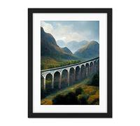 Doppelganger33 LTD Glenfinnan Viaduct Scotland Train Journey Artwork Framed Wall Art Print 18X24 Inch