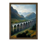 Doppelganger33 LTD Glenfinnan Viaduct Scotland Train Journey Artwork Framed Wall Art Print 18X24 Inch
