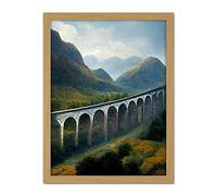 Doppelganger33 LTD Glenfinnan Viaduct Scotland Train Journey Artwork Framed Wall Art Print 18X24 Inch