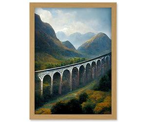 Doppelganger33 LTD Glenfinnan Viaduct Scotland Train Journey Artwork Framed Wall Art Print A4