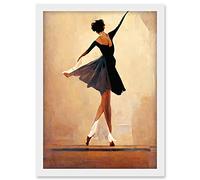 Doppelganger33 LTD Graceful Ballet Dancer In Black Dress Artwork Framed A3 Wall Art Print