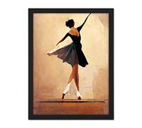 Doppelganger33 LTD Graceful Ballet Dancer in Black Dress Artwork Framed Wall Art Print 18X24 inch