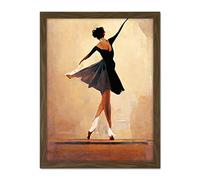 Doppelganger33 LTD Graceful Ballet Dancer In Black Dress Artwork Framed Wall Art Print 18X24 Inch