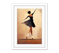 Doppelganger33 LTD Graceful Ballet Dancer in Black Dress Artwork Framed Wall Art Print 18X24 inch