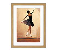 Doppelganger33 LTD Graceful Ballet Dancer in Black Dress Artwork Framed Wall Art Print 18X24 inch