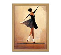 Doppelganger33 LTD Graceful Ballet Dancer in Black Dress Artwork Framed Wall Art Print 18X24 inch