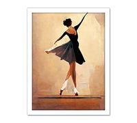 Doppelganger33 LTD Graceful Ballet Dancer in Black Dress Artwork Framed Wall Art Print 18X24 inch