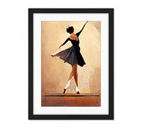 Doppelganger33 LTD Graceful Ballet Dancer in Black Dress Artwork Framed Wall Art Print 18X24 inch