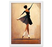 Doppelganger33 LTD Graceful Ballet Dancer In Black Dress Artwork Framed Wall Art Print A4