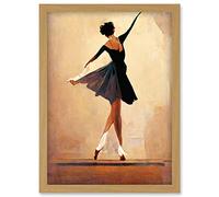 Doppelganger33 LTD Graceful Ballet Dancer In Black Dress Artwork Framed Wall Art Print A4