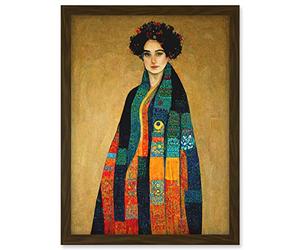 Doppelganger33 LTD Gustav Klimt Inspired Female Portrait Woman Artwork Framed A3 Wall Art Print