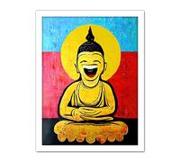 Doppelganger33 LTD Happy Buddha Fun Acrylic Wall Art Print Artwork Framed Wall Art Print 18X24 Inch