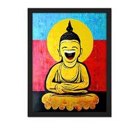 Doppelganger33 LTD Happy Buddha Fun Acrylic Wall Art Print Artwork Framed Wall Art Print 18X24 Inch