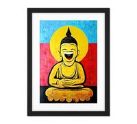 Doppelganger33 LTD Happy Buddha Fun Acrylic Wall Art Print Artwork Framed Wall Art Print 18X24 Inch