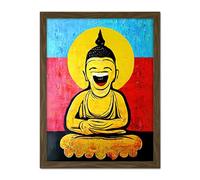 Doppelganger33 LTD Happy Buddha Fun Acrylic Wall Art Print Artwork Framed Wall Art Print 18X24 Inch
