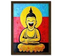 Doppelganger33 LTD Happy Buddha Fun Acrylic Wall Art Print Artwork Framed Wall Art Print A4