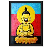 Doppelganger33 LTD Happy Buddha Fun Acrylic Wall Art Print Artwork Framed Wall Art Print A4