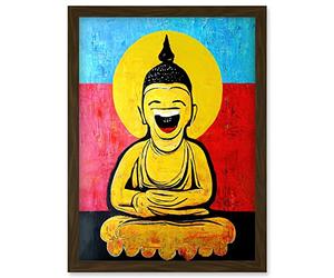 Doppelganger33 LTD Happy Buddha Fun Acrylic Wall Art Print Artwork Framed Wall Art Print A4