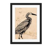 Doppelganger33 LTD Heron Bird Simple Ink Illustration Artwork Framed Wall Art Print 18X24 Inch