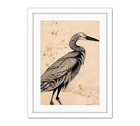 Doppelganger33 LTD Heron Bird Simple Ink Illustration Artwork Framed Wall Art Print 18X24 Inch