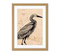 Doppelganger33 LTD Heron Bird Simple Ink Illustration Artwork Framed Wall Art Print 18X24 Inch
