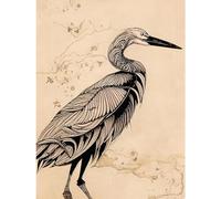 Doppelganger33 LTD Heron Bird Simple Ink Illustration Large Wall Art Poster Print Thick Paper 18X24 Inch