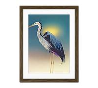 Doppelganger33 LTD Heron Sunrise Bird Illustration Artwork Framed Wall Art Print 18X24 Inch