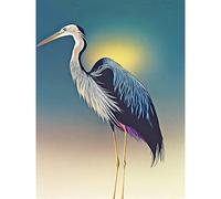 Doppelganger33 LTD Heron Sunrise Bird Illustration Large Wall Art Poster Print Thick Paper 18X24 Inch