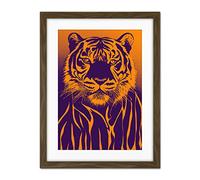 Doppelganger33 LTD Indigo Illustrated Tiger Portrait Vibrant Painting Artwork Framed Wall Art Print 18X24 Inch