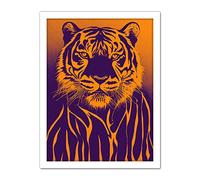 Doppelganger33 LTD Indigo Illustrated Tiger Portrait Vibrant Painting Artwork Framed Wall Art Print 18X24 Inch