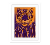 Doppelganger33 LTD Indigo Illustrated Tiger Portrait Vibrant Painting Artwork Framed Wall Art Print 18X24 Inch