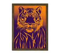 Doppelganger33 LTD Indigo Illustrated Tiger Portrait Vibrant Painting Artwork Framed Wall Art Print 18X24 Inch
