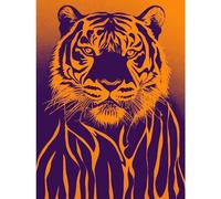 Doppelganger33 LTD Indigo Illustrated Tiger Portrait Vibrant Painting Large Wall Art Poster Print Thick Paper 18X24 Inch