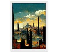 Doppelganger33 LTD Industrial Cityscape Sunset Artwork Framed A3 Wall Art Print