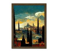 Doppelganger33 LTD Industrial Cityscape Sunset Artwork Framed Wall Art Print 18X24 Inch